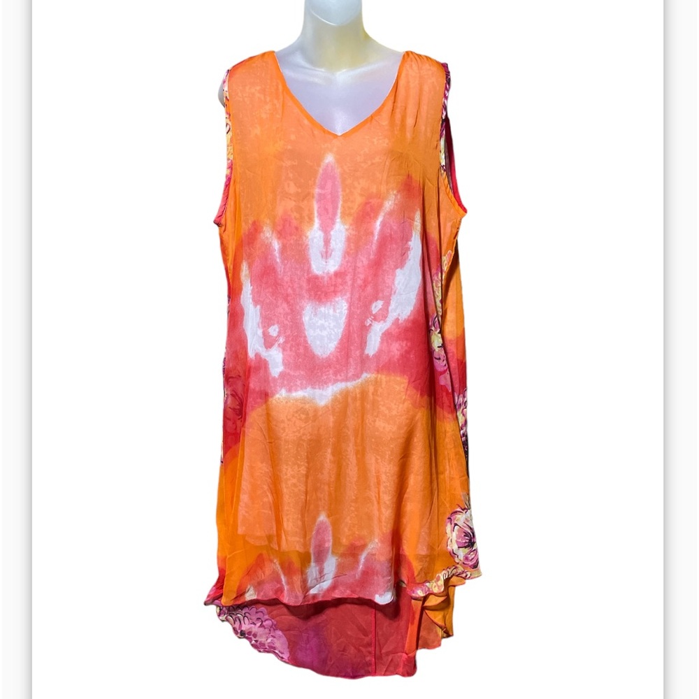 XL Swimsuit cover up bright colored sheer beach wear resort mode